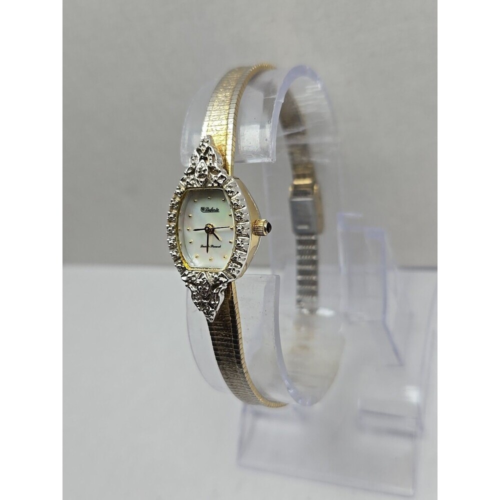 Dufonte Lucien Piccard Womens Diamond Watch Gold Tone Dainty Dress New Battery - Picture 2 of 14